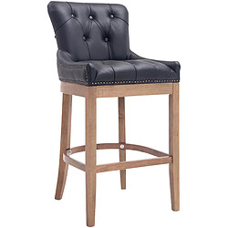 Decoshop26 Tabouret de bar en cuir - Noir