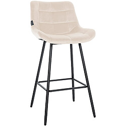 Decoshop26 Tabouret de bar velours - Crème