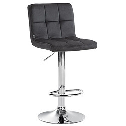 Decoshop26 Tabouret de bar velours - Noir