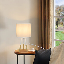 Zmh Lampe à poser Seregon - Blanc et naturel pas cher