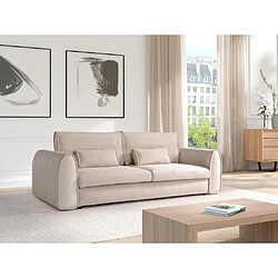 Vente-Unique Canapé 3 places convertible en velours côtelé beige RISTANO