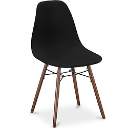 ICONIK INTERIOR Chaises de Salle à Manger - Design Scandinave - Pieds en Bois Foncé - Skögur Noir