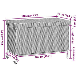 vidaXL Boîte de rangement de jardin résine tressée - Marron pas cher