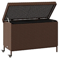Avis vidaXL Boîte de rangement de jardin résine tressée - Marron
