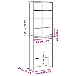 vidaXL Meuble pour machine à laver chêne artisanal 64x24x190 cm pas cher