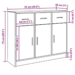 vidaXL Buffet vieux bois 91x28x75 cm bois d'ingénierie pas cher