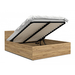 Kids Literie Lit Panama 140x200 + coffre - Sommier inclus Chêne
