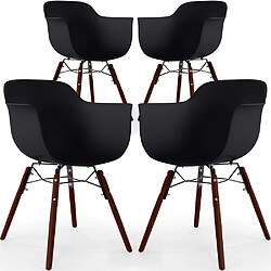 ICONIK INTERIOR Chaises de Salle à Manger - Design Scandinave - Pieds en Bois Sombre - Lot de 4 - Nordika Noir