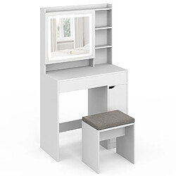 Idmarket Coiffeuse ZELIA blanche miroir LED