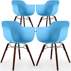 ICONIK INTERIOR Chaises de Salle à Manger - Design Scandinave - Pieds en Bois Sombre - Lot de 4 - Nordika Bleu