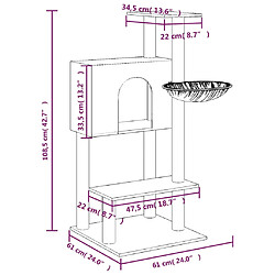 Avis Helloshop26 Arbre à chat tour avec maison et panier 108,5 cm crème