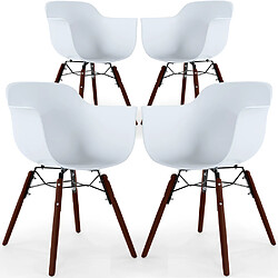 ICONIK INTERIOR Chaises de Salle à Manger - Design Scandinave - Pieds en Bois Sombre - Lot de 4 - Nordika Blanc
