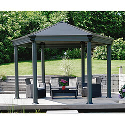 Gazébo tonnelle hexagonale 11.16m² gris anthracite - 703445 - Roma - PALRAM