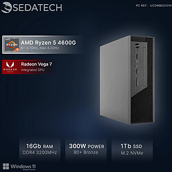 Sedatech Mini-PC, AMD Ryzen 5 4600G, Radeon Vega, 16Go RAM, 1To SSD, DVD, Win 11