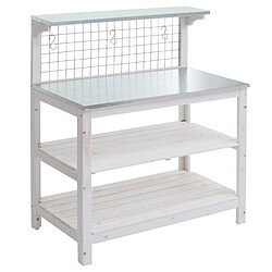 Decoshop26 Table à plantes 4 étagères - Blanc