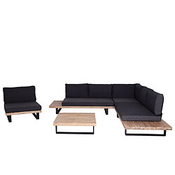 Decoshop26 Salon de jardin avec fauteuil et canapé - Marron