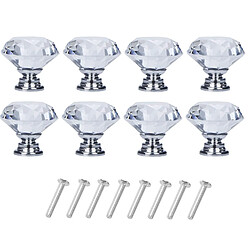 INF Boutons de meuble en verre diamant - Lot de 8