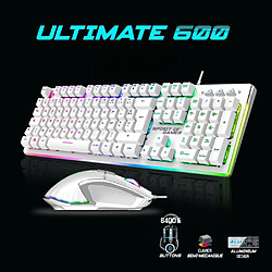 Pack GAMER Blanc filaire Spirit of Gamer RGB PRO + SOURIS filaire + CLAVIER semi mécanique filaire