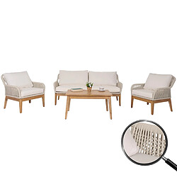 decoshop26 Salon de jardin avec table - Corde maille