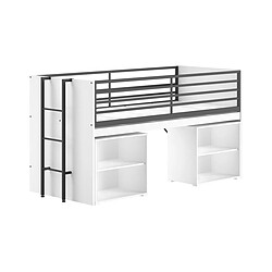 VIPACK Lit Mi-Haut Sam Blanc 90x200 cm