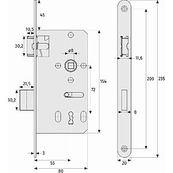 Abus serrure à encastrer mono-point