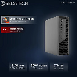 Sedatech Mini-PC, AMD Ryzen 3 3200G, Radeon Vega, 32Go RAM, 2To SSD, DVD, sans OS