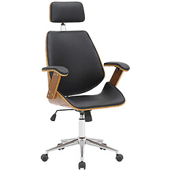 Decoshop26 Fauteuil de bureau bois similicuir - Noir