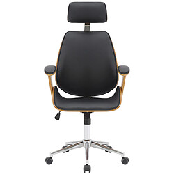 Decoshop26 Fauteuil de bureau bois similicuir - Noir