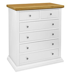 EPIKASA Commode à Tiroirs Franca Commode moderne - 4 grands tiroirs, 2 petits tiroirs - Bois - Blanc, Marron