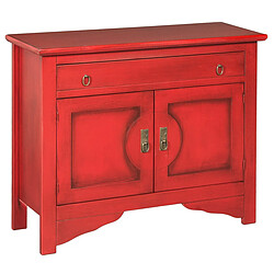 EPIKASA Armoire à Usages Multiples Canton, Rouge, Bois, 100x37x84 cm