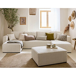 Bestmobilier Topaze - canapé panoramique en U - 7 places - convertible avec coffre - en tissu velours relief