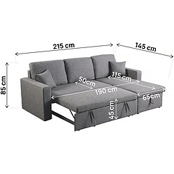 Avis Habitat Et Jardin Canapé d'angle convertible/ réversible avec coffre Alain II - 3 places - Gris clair