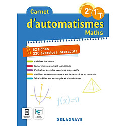 Carnet d'automatismes maths bac pro 2de, 1re, terminale : 52 fiches, 320 exercices interactifs