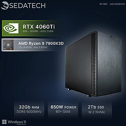 Sedatech Mini-PC, AMD Ryzen 9 7900X3D, RTX4060Ti, 32Go DDR5, 2To SSD, Win 11