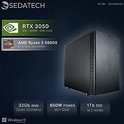 Sedatech Mini-PC, AMD Ryzen 5 5600X, RTX3050, 32Go RAM, 1To SSD, Win 11