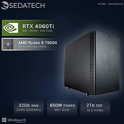 Sedatech Mini-PC, AMD Ryzen 9 7900X, RTX4060Ti, 32Go DDR5, 2To SSD, Win 11
