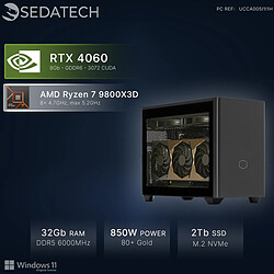 Sedatech Mini-PC Gamer ITX • AMD Ryzen 7 9800X3D • RTX4060 • 32Go DDR5 • 2To SSD M.2 • Windows 11