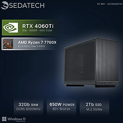 Sedatech Mini-PC, AMD Ryzen 7 7700X, RTX4060Ti, 32Go DDR5, 2To SSD, Win 11