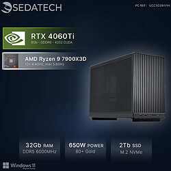 Sedatech Mini-PC, AMD Ryzen 9 7900X3D, RTX4060Ti, 32Go DDR5, 2To SSD, Win 11