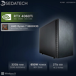 Sedatech Mini-PC, AMD Ryzen 7 9800X3D, RTX4060Ti, 32Go DDR5, 2To SSD, Win 11
