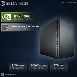 Sedatech Mini-PC, AMD Ryzen 5 7600X3D, RTX4060, 32Go DDR5, 2To SSD, Win 11