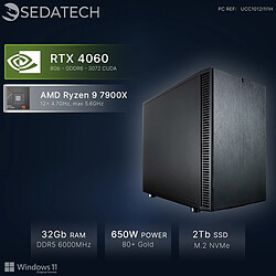 Sedatech Mini-PC, AMD Ryzen 9 7900X, RTX4060, 32Go DDR5, 2To SSD, Win 11