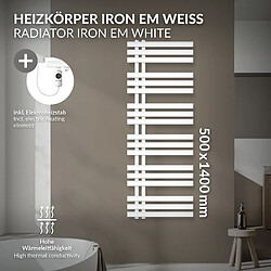 LuxeBath Radiateur acier blanc 50x140 cm - Élément chauffant 1200W