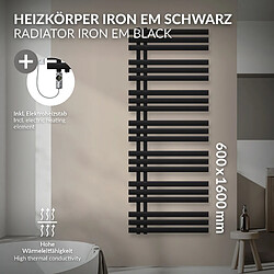 LuxeBath Iron EM Radiateur sèche-serviettes - Noir mat 600x1600 mm