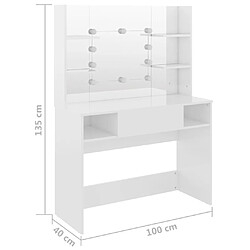 Acheter Helloshop26 Coiffeuse avec miroir - Blanc brillant