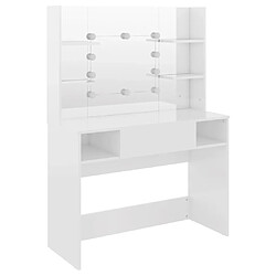 Avis Helloshop26 Coiffeuse avec miroir - Blanc brillant