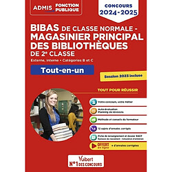 Bibas de classe normale, magasinier principal des bibliothèques de 2e classe : externe, interne, catégories B et C : tout-en-un, concours 2024-2025