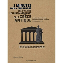 3 minutes pour comprendre les 50 faits les plus marquants de la Grèce antique : la société, Alexandre le Grand, la religion, la littérature, Archimède, l'architecture, les arts...