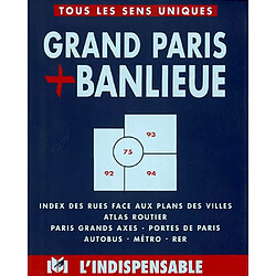 Grand Paris et banlieue, B26 : index des rues face aux plans des villes, atlas routier, Paris grands axes, portes de Paris, autobus, métro, RER