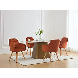 Vente-Unique Lot de 2 chaises avec accoudoirs en velours et métal effet bois - Terracotta - ELEANA